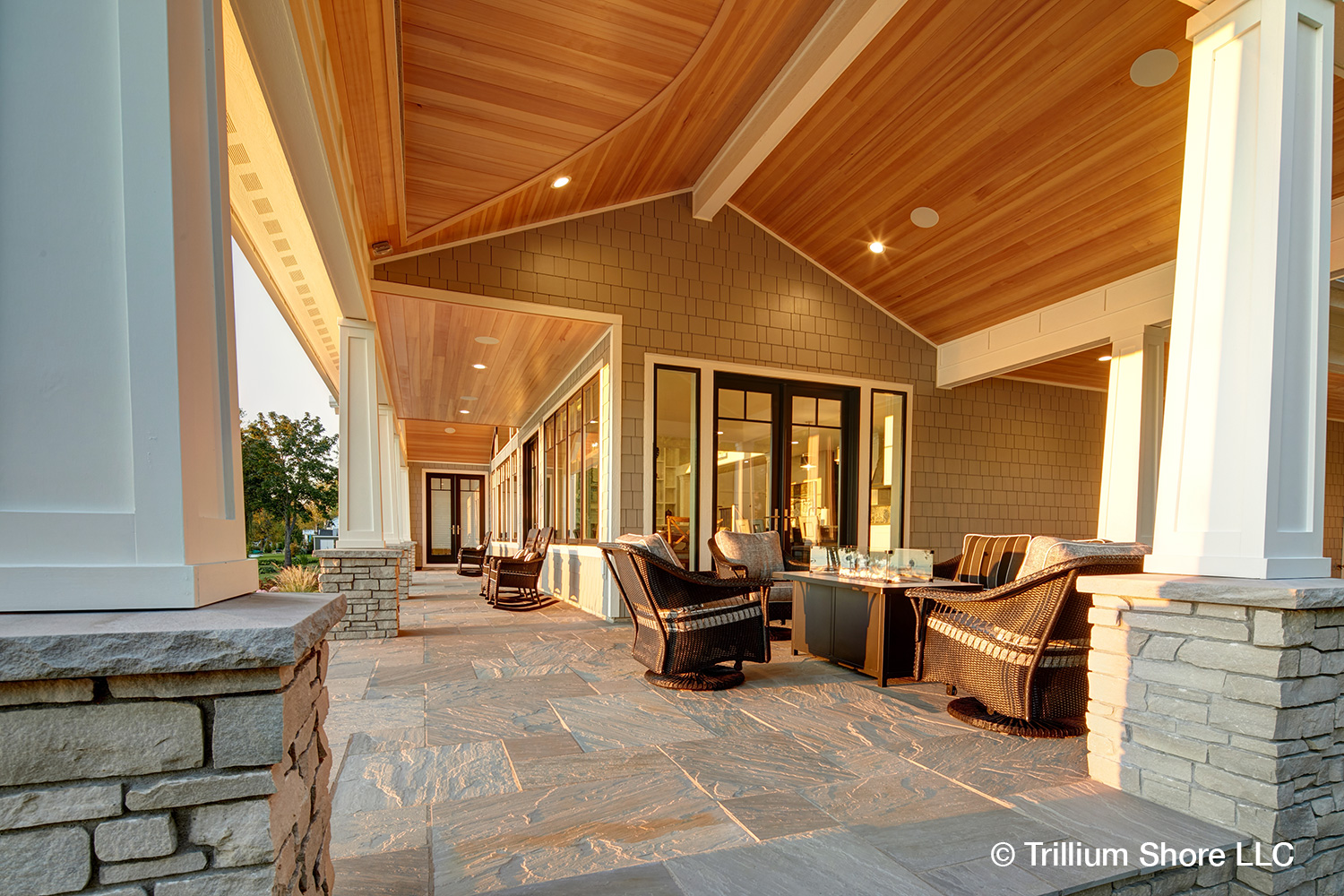 Silver Lake Ledge Michigan limestone veneer on a custom home exterior