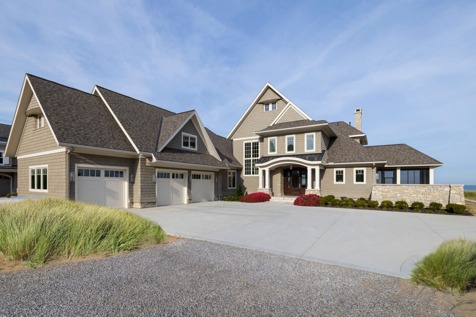 Hiawatha Castle stone veneer on a custom home by Mike Schaap Builders